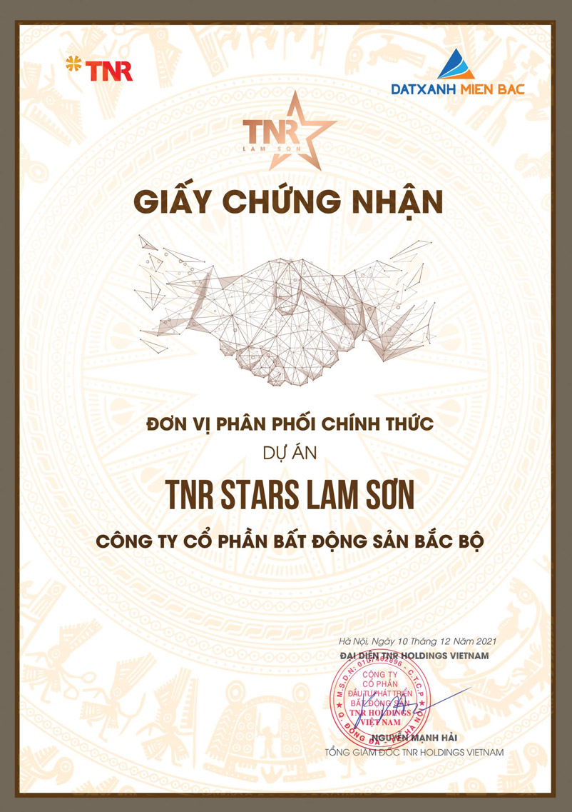 Bất động sản Bắc Bộ là đơn vị phân phối chính thức dự án TNR Stars Lam Sơn.