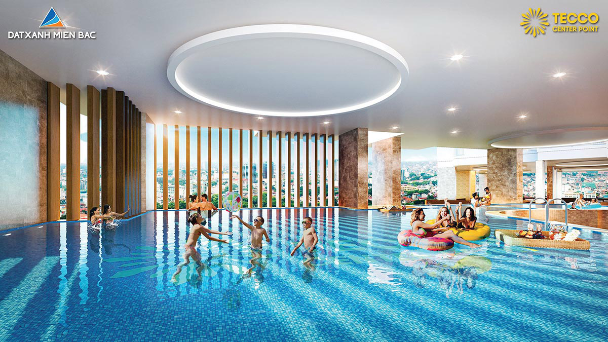 Bể bơi bốn mùa trong nhà là điểm nhấn tạo nên sự khác biệt của Tecco Center Point so với các dự án chung cư khác tại Thanh Hóa